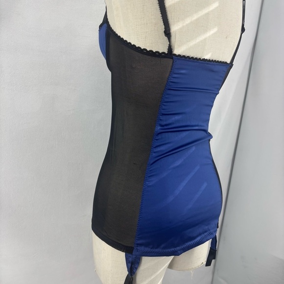 Victoria Secret Sexy Little Things Royal Blue Black Mesh Corset Bra 34B Lingerie - Picture 5 of 11